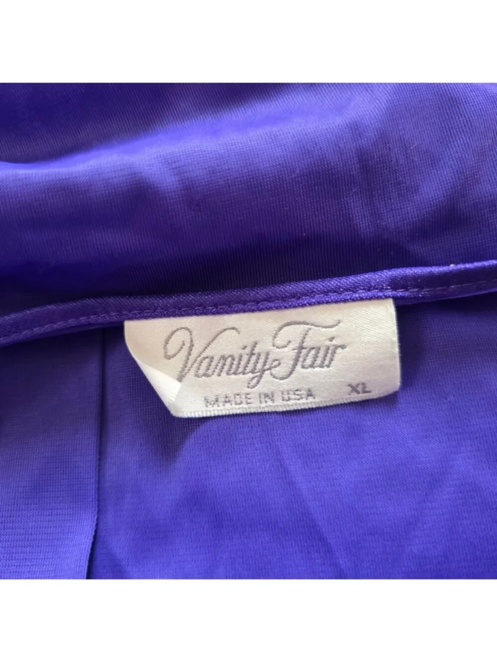 Vanity Fair Purple Button-Up Pajama Set Embroidered Detail XL Made In USA